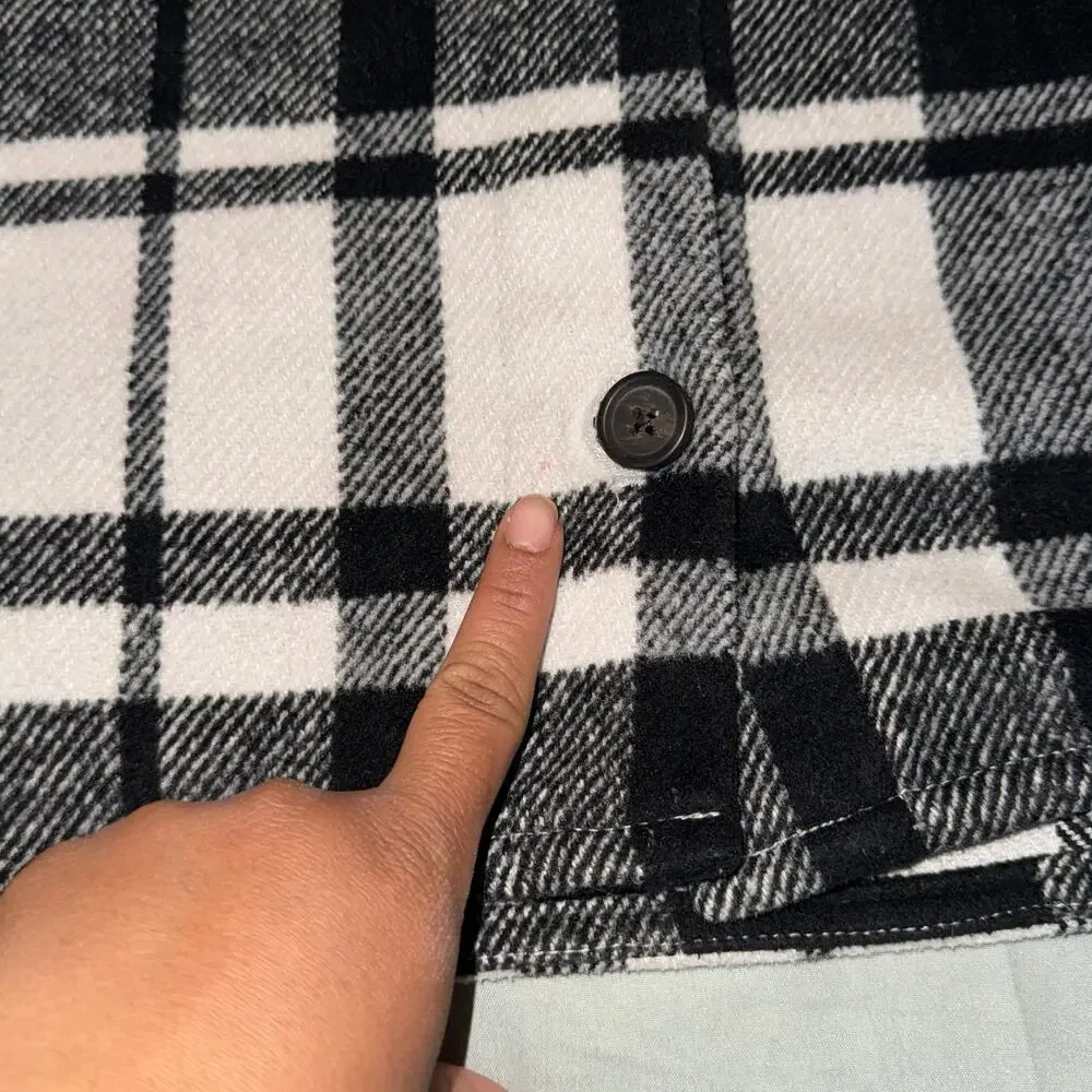 Old‎ Navy Plaid Textured Shacket for Girls Size Large (10/12) Black & White